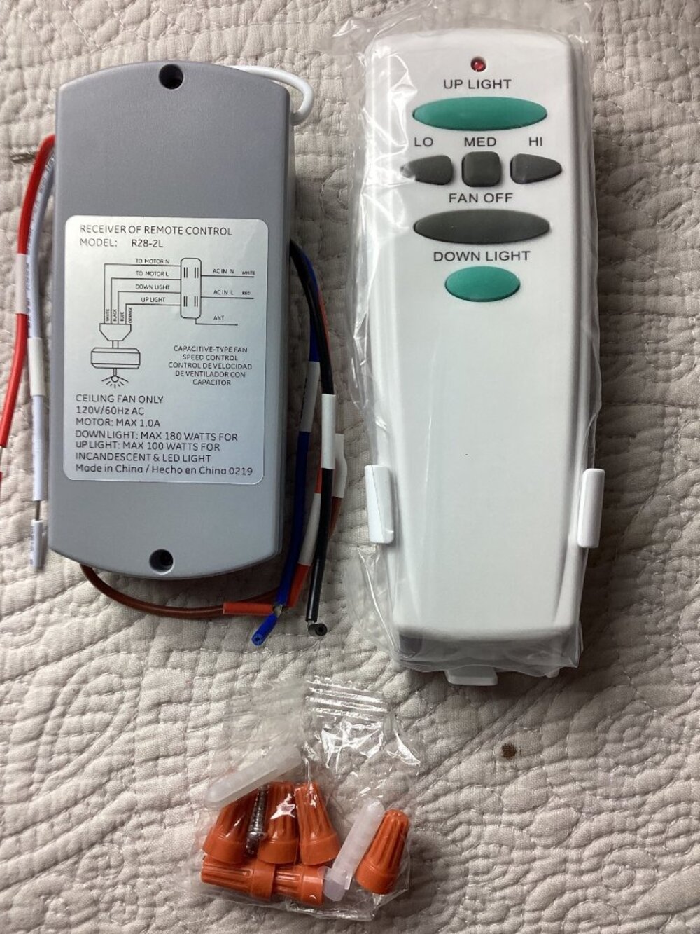 Ceiling Fan Remote Control Kit*Receiver*Model R28-2L*Speed*Light Control*NWB - Picture 3 of 5